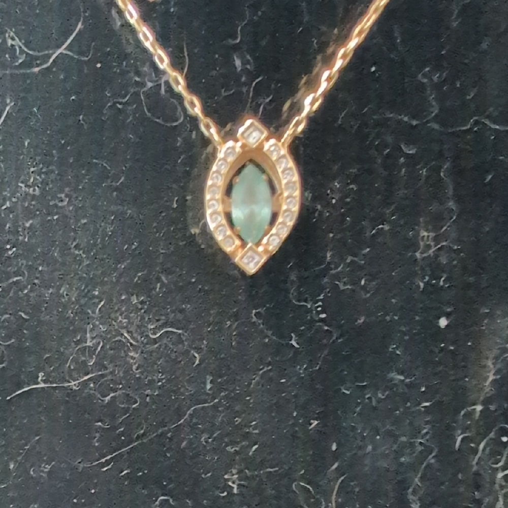 Swarovski Gold Necklace with Green Gemstone